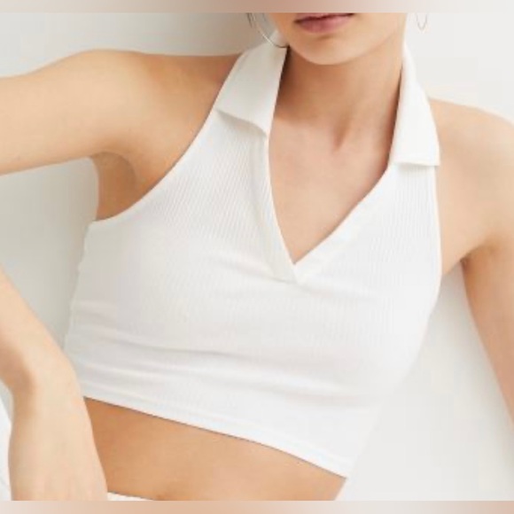 H&M NWT Women’s Halterneck Top with Collar off White Size Small - Picture 6 of 8